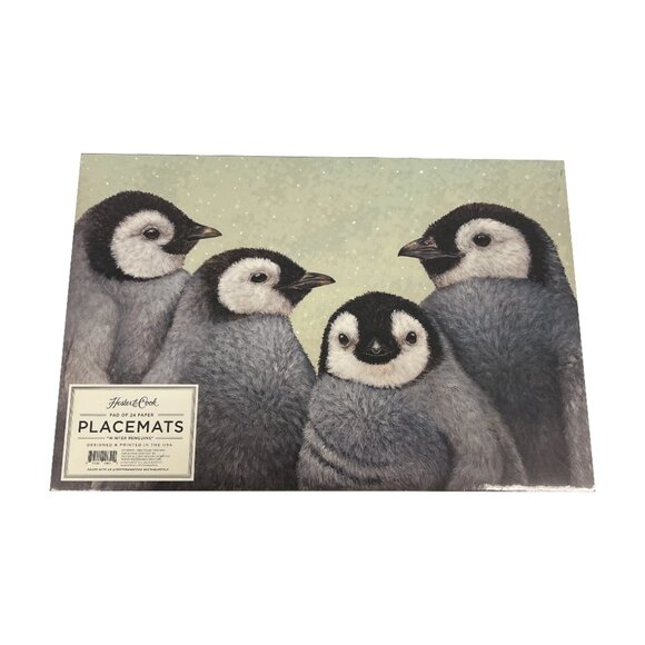 Hester & Cook Vicki Sawyer Winter Penguins 24 Paper Placemats  NWT - Picture 1 of 2